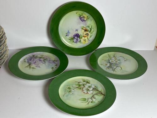 Porcelain Plates Hand Painted Floral by Beverly Miller in Case