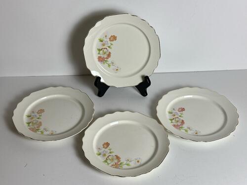 W. S. George Lido White Floral Dinner Plates
