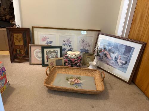 Assorted Framed Prints and Decorative Boxes, Floral and Pastoral-Style