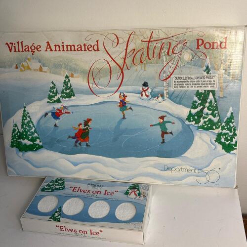 Dept 56 Village Animated Skating Pond with Elves