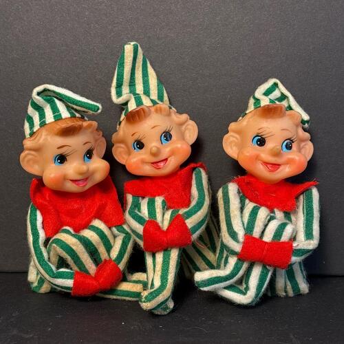 Trio of Vintage Knee-Hugger Elf Dolls