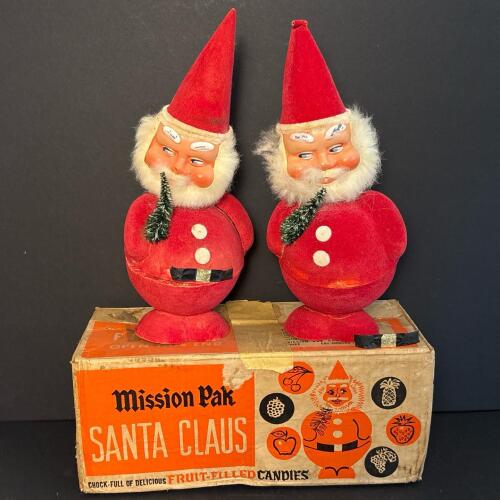 Vintage Mission Pak Santa Claus Candy Containers in Original Boxes