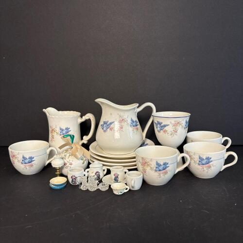 Ceramic Tea Set with Bird Motifs