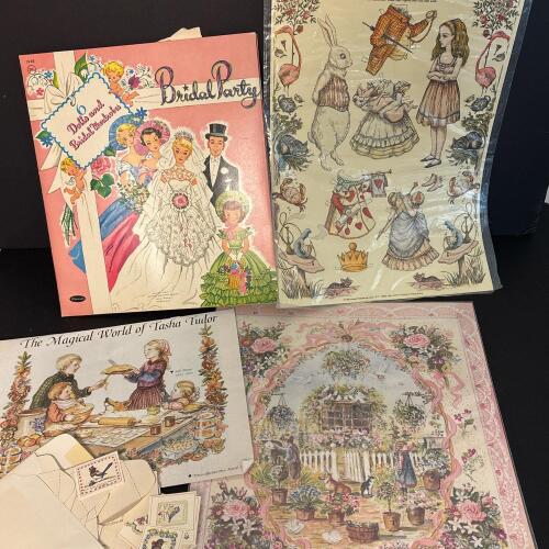 Vintage Bridal Party & Tasha Tudor Paper Dolls & Lithographs