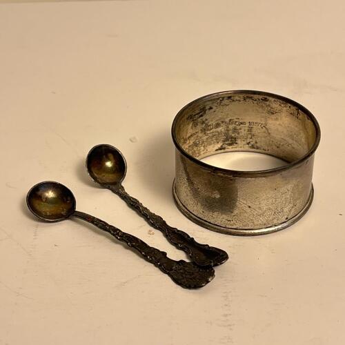 Vintage Sterling Silver Napkin Ring and Spoons