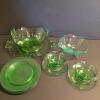 Green Uranium Depression Glass Bowls, Plates, Cups and Saucers