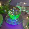 Green Uranium Depression Glass Bowls, Plates, Cups and Saucers - 3