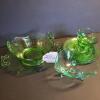 Green Uranium Depression Glass Bowls, Plates, Cups and Saucers - 7
