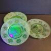 Floral Patterned Uranium Glass Dessert Plates