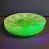 Floral Patterned Uranium Glass Dessert Plates - 2