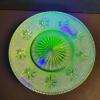 Floral Patterned Uranium Glass Dessert Plates - 3