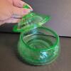 Green Uranium Depression Glass Cups and Covered Sugar Bowl - 4