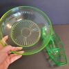 Uranium Depression Glass Serving Bowl and Divided Relish Tray UV Reactive - 3