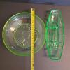 Uranium Depression Glass Serving Bowl and Divided Relish Tray UV Reactive - 4