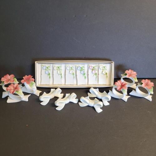 Porcelain Floral Napkin Rings and Place Card Holders