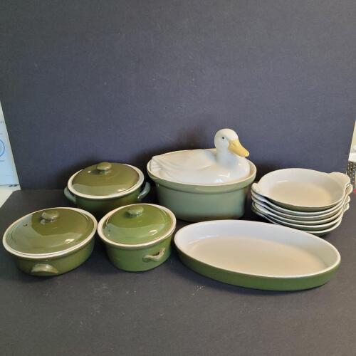 Hall Carbone Covered Casseroles, Baking Dishes, and Duck Tureen