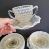 Opalescent Hobnail-Pattern Glass Bowls, Plates, and Creamer Set - 2