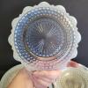 Opalescent Hobnail-Pattern Glass Bowls, Plates, and Creamer Set - 3