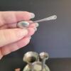 Assorted Tableware Items: Pewter Vases, Plate, Napkin Rings, Glass Toothpick Holder, Small Spoons - 2