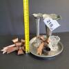 Assorted Tableware Items: Pewter Vases, Plate, Napkin Rings, Glass Toothpick Holder, Small Spoons - 7