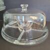 Glass Cake Plate with Floral Etching and Luigi Bormioli Divided Server - 2