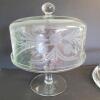 Glass Cake Plate with Floral Etching and Luigi Bormioli Divided Server - 5