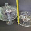 Glass Cake Plate with Floral Etching and Luigi Bormioli Divided Server - 8
