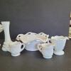 Assorted Milk Glass Compotes, Bowls, Vase, and Sugar Creamers - 2