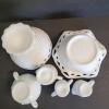 Assorted Milk Glass Compotes, Bowls, Vase, and Sugar Creamers - 6