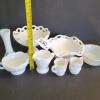 Assorted Milk Glass Compotes, Bowls, Vase, and Sugar Creamers - 7