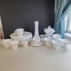 Milk Glass Grape-Pattern Dishes, Cups and Tableware Collection