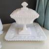 Milk Glass Grape-Pattern Dishes, Cups and Tableware Collection - 4