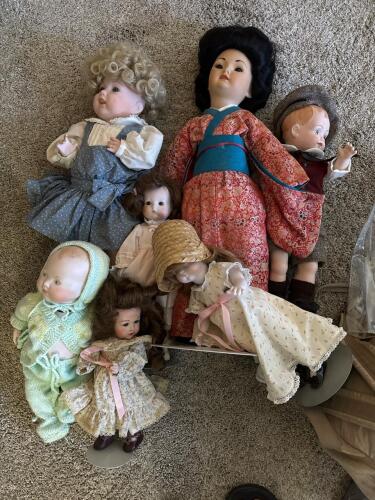 Porcelain Dolls Assortment in Period-Style Attire