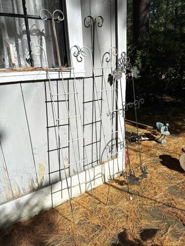 Garden Trellises, Wrought Iron and Wire Scrollwork