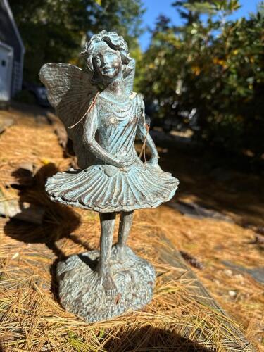 Cast Iron Garden Decor: Fairy Statue, Bird Dish, Urn