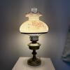 Floral Glass Shade Hurricane Table Lamp