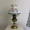 Floral Glass Shade Hurricane Table Lamp - 2