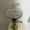 Floral Glass Shade Hurricane Table Lamp - 3