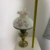 Floral Glass Shade Hurricane Table Lamp - 11