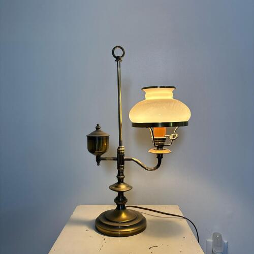 Brass-Tone Student-Style Table Lamp