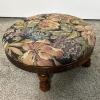 Round Floral Upholstered Footstool