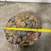 Round Floral Upholstered Footstool - 5