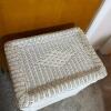 White Wicker Hamper and Side Table - 3
