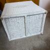 White Wicker Hamper and Side Table - 6
