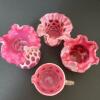 Presumed Fenton Cranberry Opalescent Coin Dot Glass Lot - 2