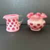 Presumed Fenton Cranberry Opalescent Coin Dot Glass Lot - 5