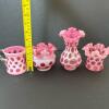 Presumed Fenton Cranberry Opalescent Coin Dot Glass Lot - 7
