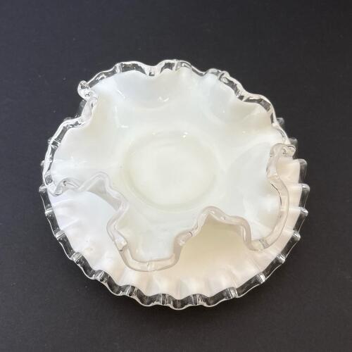 Presumed Fenton Silver Crest Milk Glass Bowl and Plate