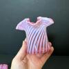 Pair of Presumed Fenton Cranberry Opalescent Swirl Vases - 3