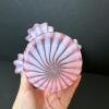 Pair of Presumed Fenton Cranberry Opalescent Swirl Vases - 6
